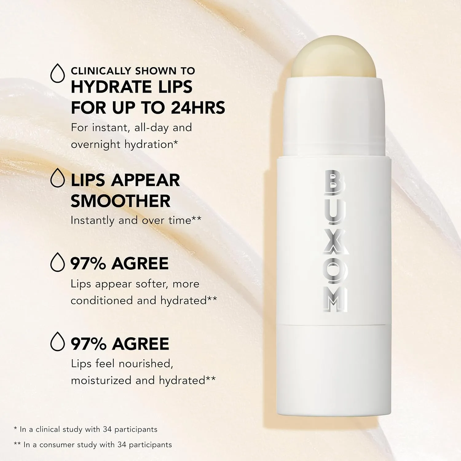 BUXOM Power-Full Plumping Lip Balm, Tinted Lip Balm Plumper, Enhancing & Hydrating Lip Moisturizer Formulated with Peptides