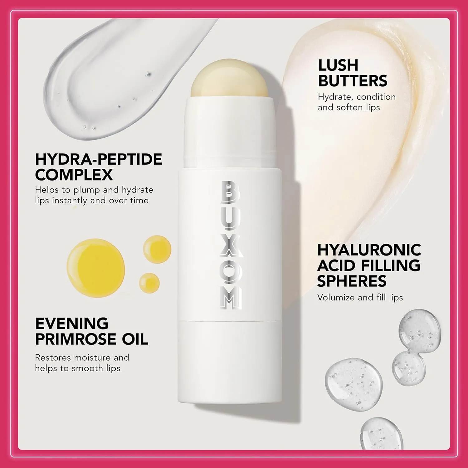 BUXOM Power-Full Plumping Lip Balm, Tinted Lip Balm Plumper, Enhancing & Hydrating Lip Moisturizer Formulated with Peptides