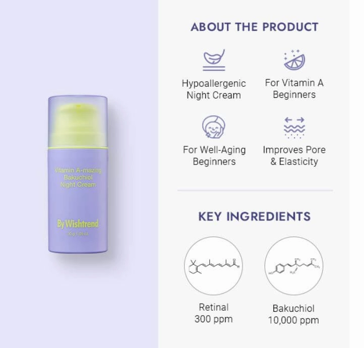By Wishtrend Vitamin A-mazing Bakuchiol Night Cream 10 g, 30 g