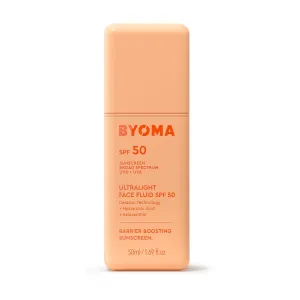 BYOMA SPF 50 Face Fluid - Ultra-Lightweight Facial Sunscreen for All Skin Tones - Luminous Glow, No White Cast - SPF Moisturizer Strengthens Skin Barrier - 1.69 fl.oz
