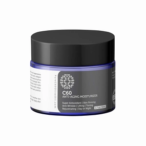 C60 Anti-Aging Moisturizer Face Cream 50ml with Hyaluronic Acid, Vitamins B   C   E & CoQ 10 for Men & Women Made with Organic Ingredients - From The Leading Global Producer