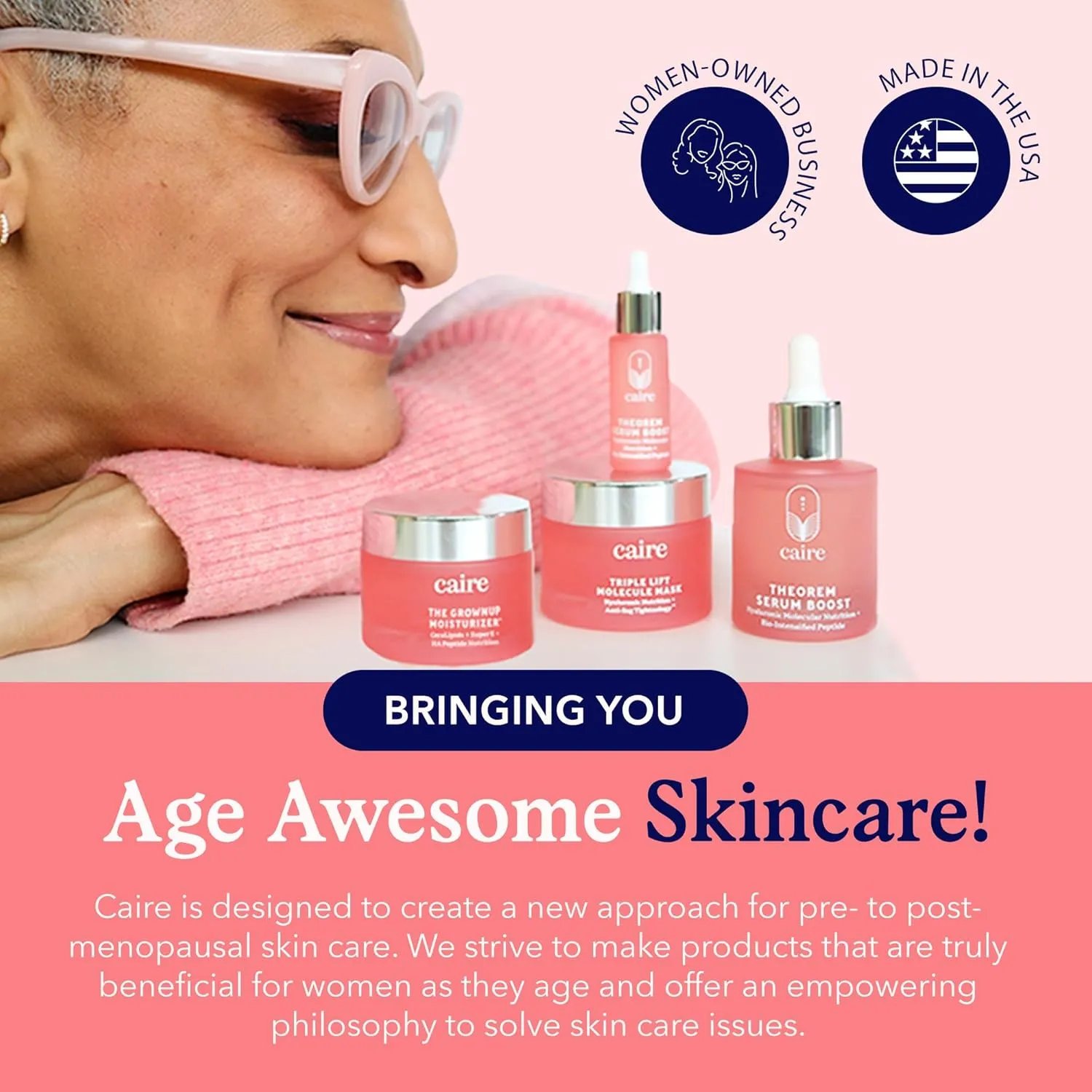 Caire The Grownup Pro-Aging Moisturizer Advanced Hyaluronic Acid Peptide Natural Ceramide Lipid Replenishing moisturizer. Wrinkle Fighting, Collagen Generation (50 ml)
