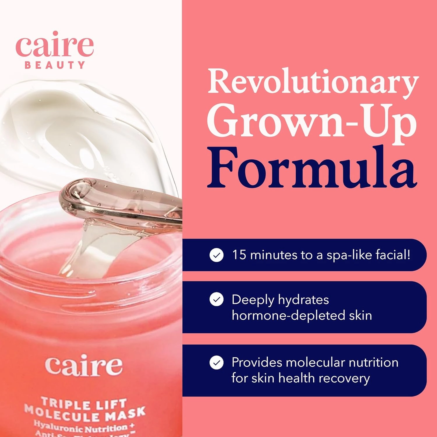 Caire Beauty Anti Aging Hyaluronic Acid Gel Cream Face Lift Molecule Mask, Skin Lift Gel Moisturizer For Face, Neck and Chest -15ml