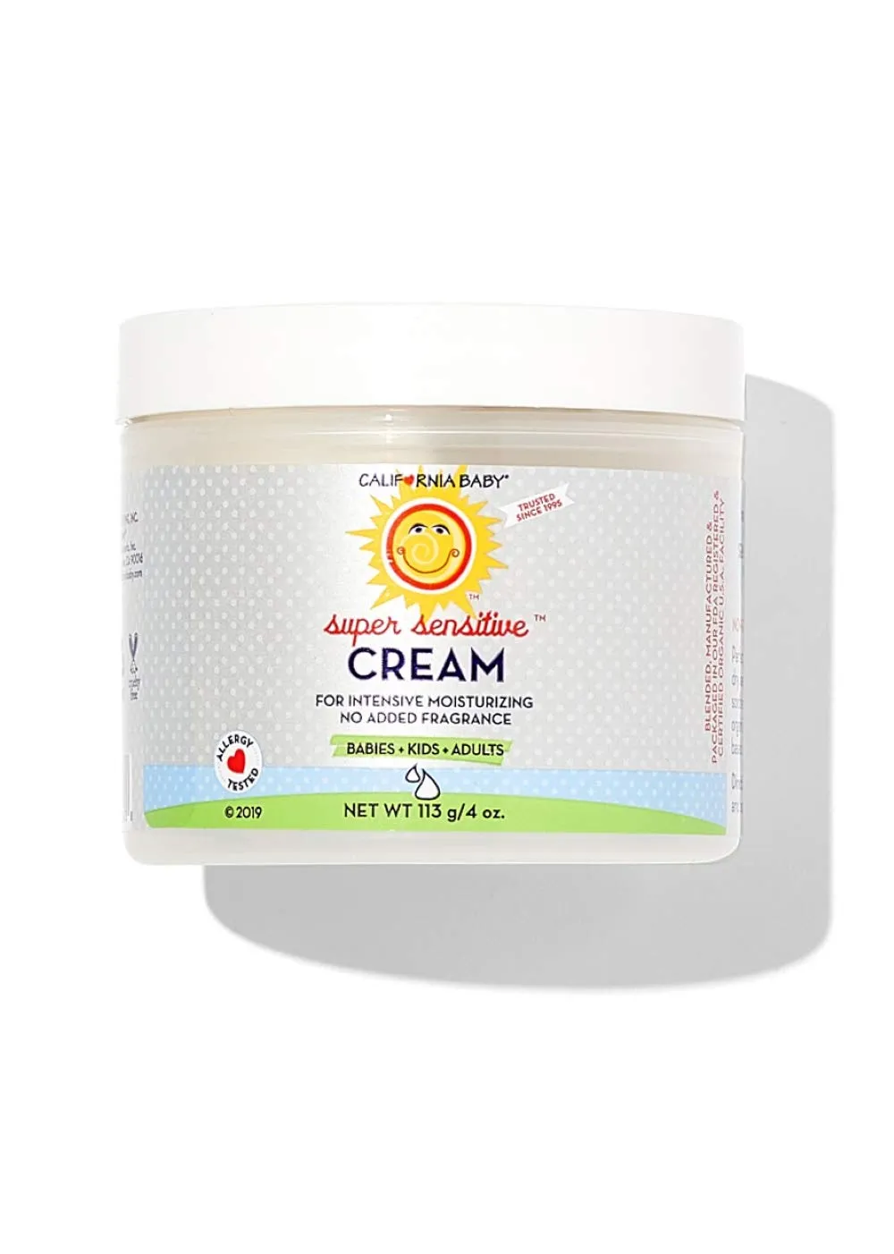 California Baby Super Sensitive Unscented Cream | 100% Plant-Based Moisturizer | Soothing Baby Lotion For Newborn | Hypoallergenic | 2.9 oz / 82 g