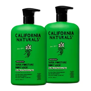 California Naturals Super Moisture Body Wash, Gentle Shower Gel Cleanser for Dry, Sensitive Skin, Moisturizing & Hydrating, Natural, Vegan, Paraben & Sulfate Free Body Moisturizer, 16.5 fl oz, 2 Pack