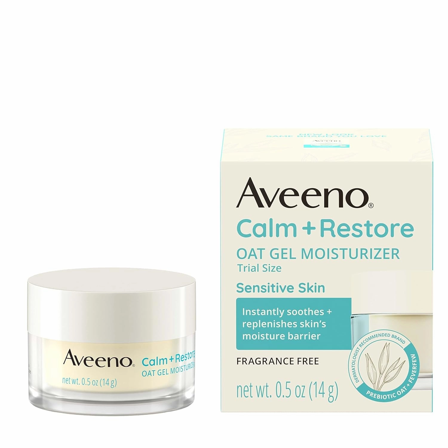 Calm   Restore Oat Gel Facial Moisturizer for Sensitive Skin, Fast-Absorbing, Soothing Lightweight Gel Cream with Prebiotic Oat & Feverfew, Fragrance-Free & Hypoallergenic, 1.7 Oz