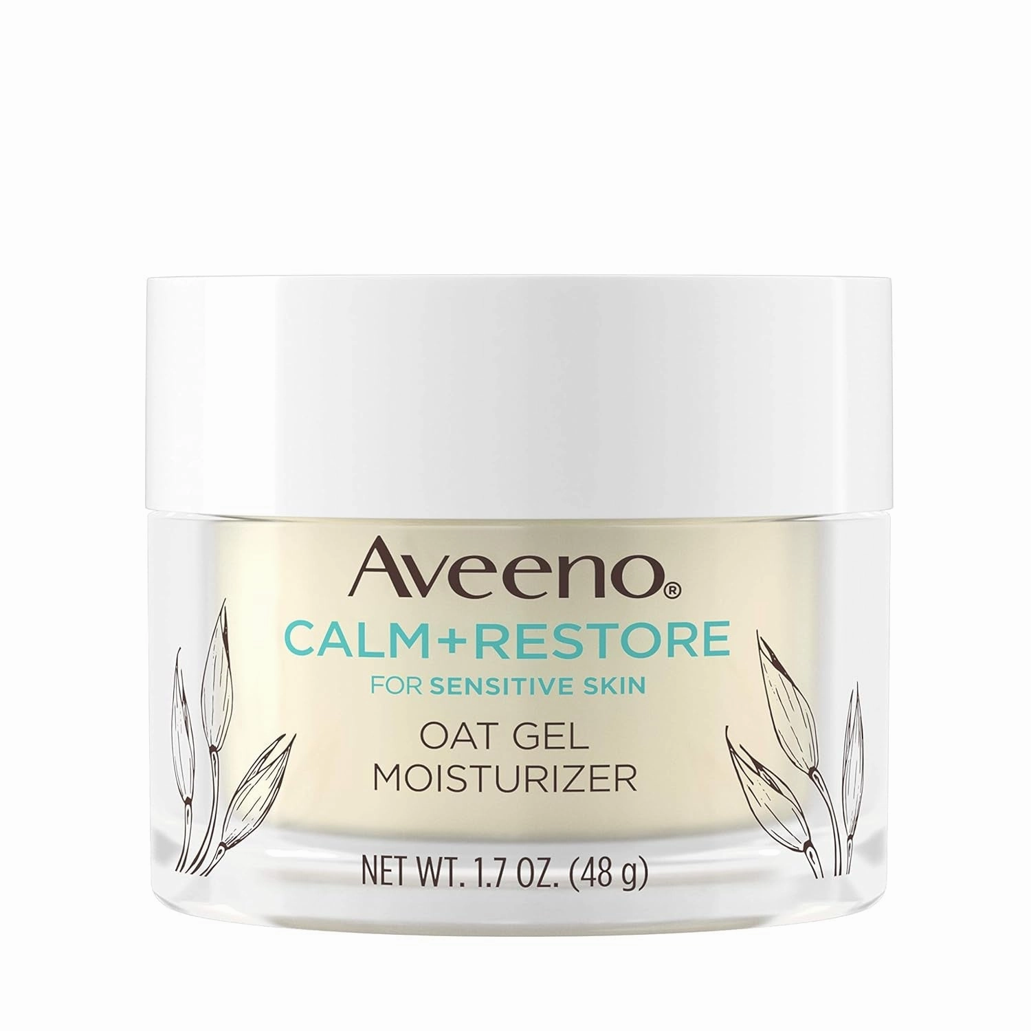 Calm   Restore Oat Gel Facial Moisturizer for Sensitive Skin, Fast-Absorbing, Soothing Lightweight Gel Cream with Prebiotic Oat & Feverfew, Fragrance-Free & Hypoallergenic, 1.7 Oz