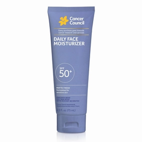 Cancer Council Daily Moisturizer Sunscreen for Face, SPF50 , Sun Care with Green Tea Extract Broad Spectrum UVA/UVB Sun Protection, Sensitive Skin, Paraben & Fragrance Free, Water Resistant, 2.5fl. Oz