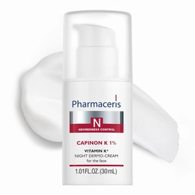 CAPINON K 1% Vitamin K Night Dermo-Cream, Soothes & Balances Skin Tone, Reduces the Appearance of Redness, Night Moisturizer For Sensitive & Redness-Prone Skin, 1.01 fl oz