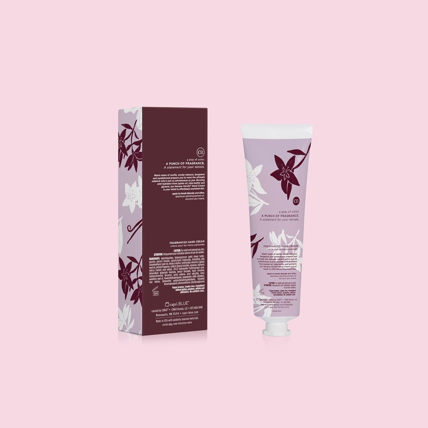 Capri Blue Moisturizing Hand Cream Travel Size – Flora Edit Collection – Nourishing Hand Cream for Dry Cracked Hands with Jojoba Oil & Shea Butter – Purse Essentials – Skin Care (Havana Vanilla, 3 oz)