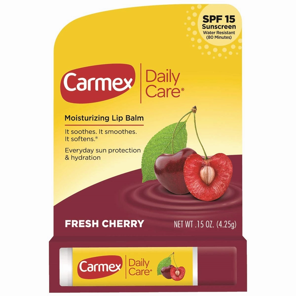 Carmex Cold Sores Click Stick Lip Moisturizer With Sunscreen, Cherry Flavor, Spf 15 - 0.15 Oz (Pack Of 72)