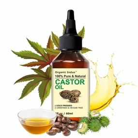 Castor Oil 2oz (60ml) | Premium Grade Carrier Oil for Hair Growth, Skin Moisturizer, Eyelashes and Eyebrows | Unrefined Castor Oil for Hair Skin Face (Hexane Free)