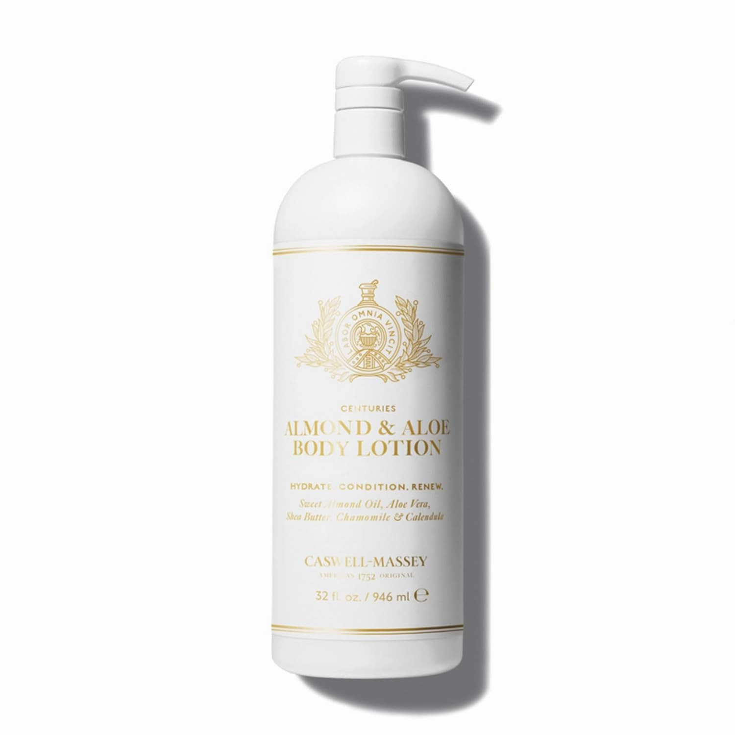 Caswell-Massey Almond & Aloe Lotion, Warmly Sweet Almond Scented Moisturizer, Botanical Body Lotion for Women with Aloe Vera, Calendula & Chamomile, 32 Fl Oz