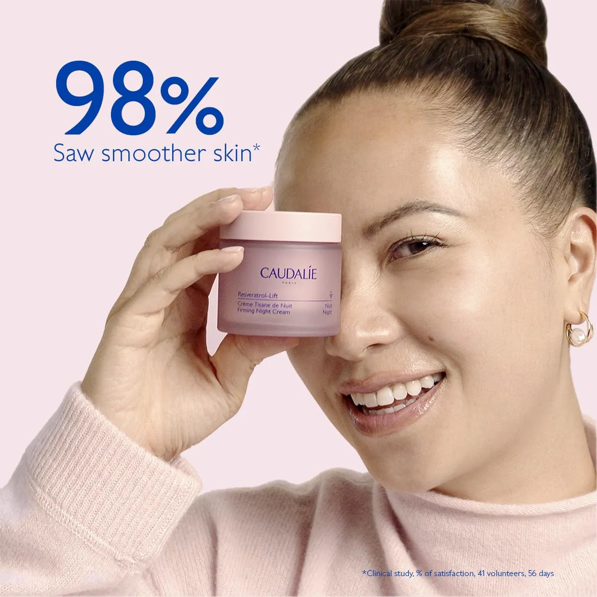 Caudalie Resveratrol Lift Retinol Alternative Firming Night Cream Moisturizer, Refillable 1.6 oz