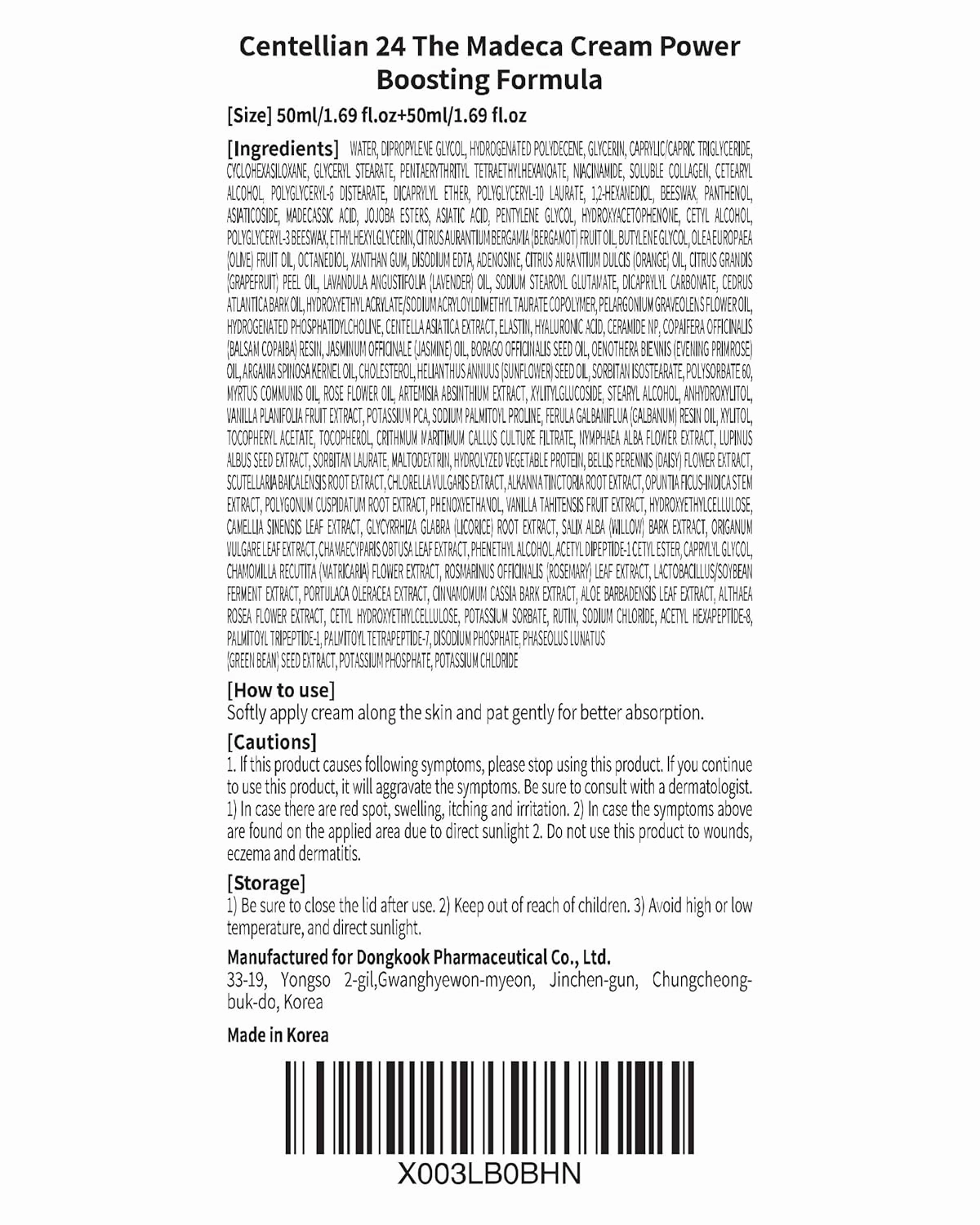 CENTELLIAN 24 Madeca Cream (Season 4, 1.7 1.7fl oz) - Centella Moisturizer for Face, Korean Skin Care. Dry, Sensitive Skin. TECA, Centella Asiatica, Madecassoside
