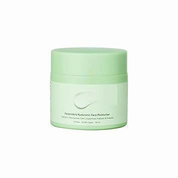 Ceramide & Hyaluronic Face Moisturiser | Lightweight Moisturizer to Hydrate & Brighten Skin | For Women and Men | Oil Free for All Skin Types | 50ml
