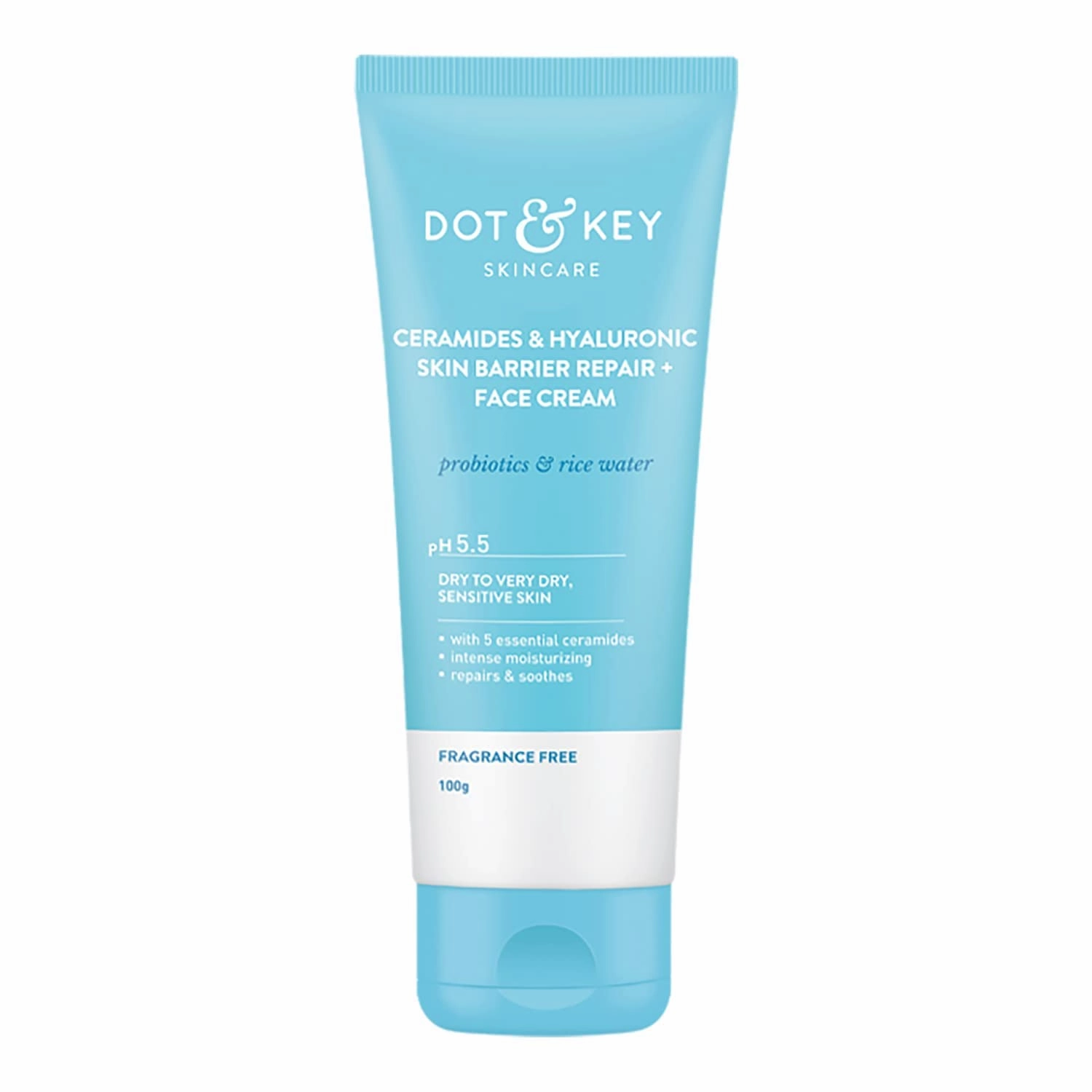 Ceramides Moisturizer with Hyaluronic for Intense Moisturizing | Hydrating Face Cream with Probiotic & Rice Water I Barrier Repair Cream | For Dry Skin & Sensitive Skin | For Women & Men | 100g