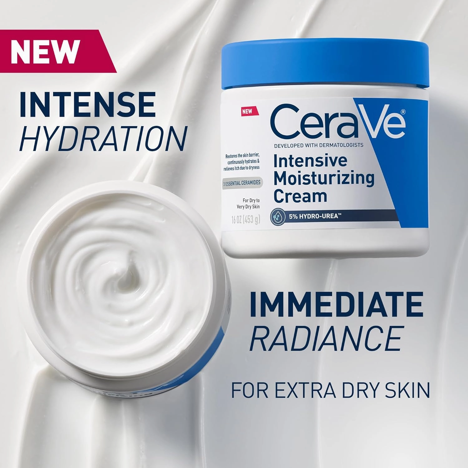 CeraVe Intensive Moisturizing Cream, Body Moisturizer With Shea Butter, 72H Hydration   Skin Barrier Repair, Fragrance-Free Body Lotion For Extremely Dry Skin, 19oz