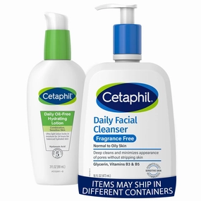 Cetaphil Face Wash, Daily Facial Cleanser for Sensitive, Combination to Oily Skin, 16 oz, Fragrance Free   CETAPHIL Daily Hydrating Lotion for Face, Hyaluronic Acid, 3 fl oz, Lasting 24 Hr Hydration
