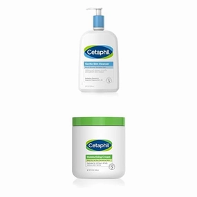 Cetaphil Face Wash, Hydrating Gentle Skin Cleanser for Dry to Normal Sensitive Skin, Fragrance Free 20 Oz Body Moisturizer, Hydrating Moisturizing Cream for Dry to Very Dry Skin 20 Oz