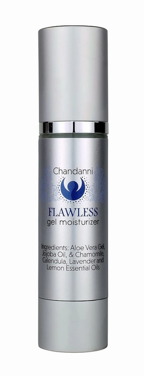 Chandanni Organics Flawless Moisturizing Gel Cream 5oz with Jojoba Oil & Aloe Vera, for Normal to Oily Skin for Men & Women, Great for Aftershave & Sun Care