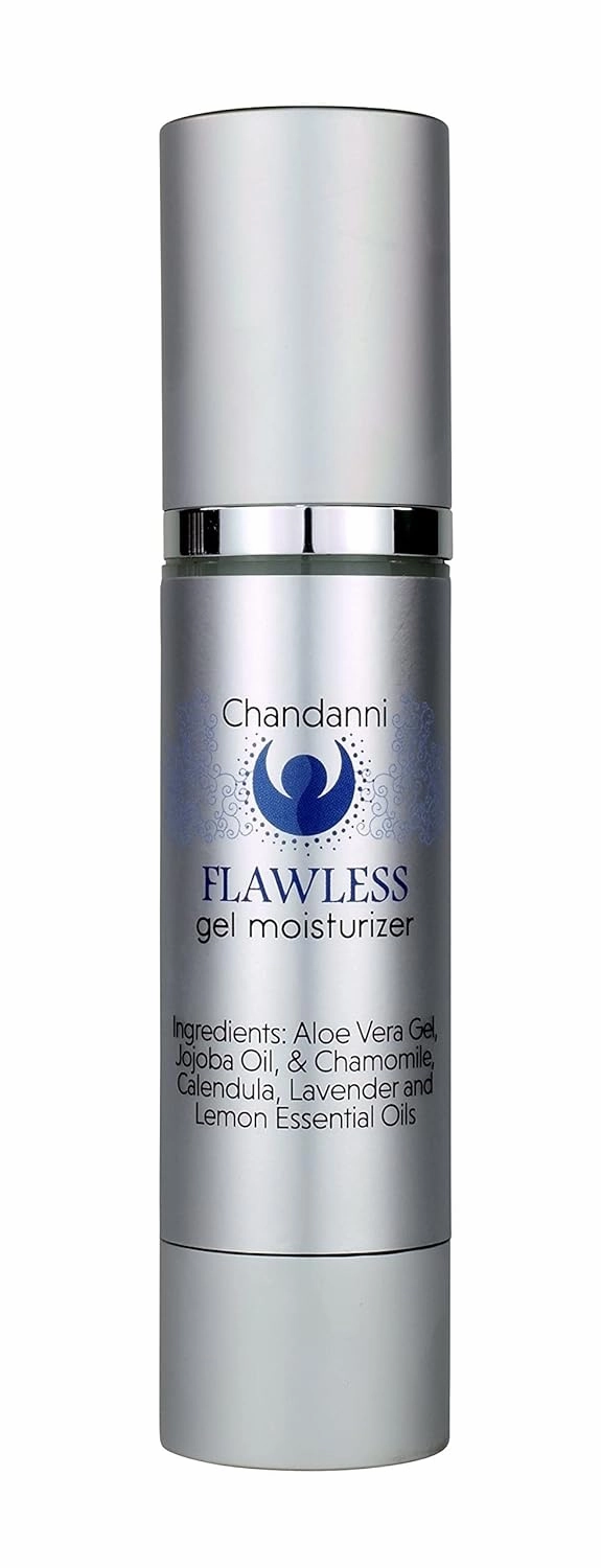 Chandanni Organics Flawless Moisturizing Gel Cream 5oz with Jojoba Oil & Aloe Vera, for Normal to Oily Skin for Men & Women, Great for Aftershave & Sun Care