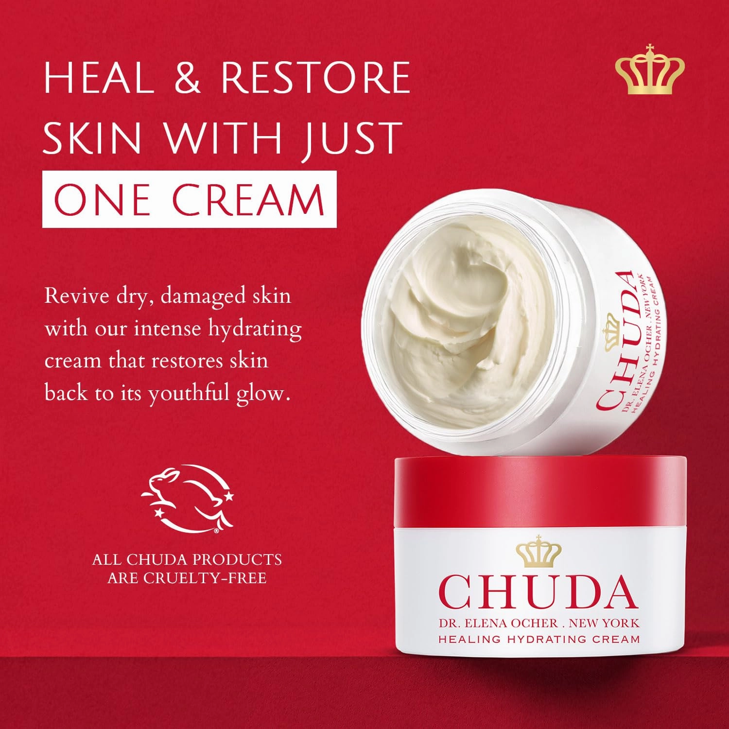 CHUDA Healing Hydrating Cream Skin Care Moisturizer Anti Aging Face Cream - 50ml Made in USA, Daily Face Moisturizer Cream with Remedea Compound, Facial Moisturizers for Dry Skin, Damage and Wrinkles