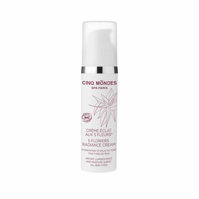 CINQ MONDES Five Flowers Radiance Facial Cream 1.7 Fl.Oz.- Light Weight Day Cream To Enhance Glow And Luminosity With Kombucha And Tropical Flower Extracts