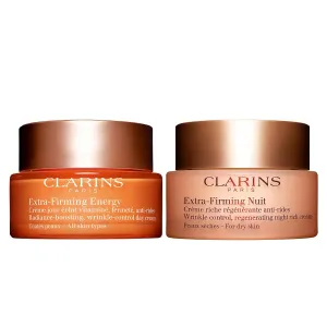 Clarins Extra-Firming Energy Day Face Moisturizer and Night Face Moisturizer for Dry Skin Bundle | Anti Aging Face Moisturizer | Radiance Boosting Day Cream with Acerola Extract, Rich in Vitamin C