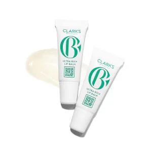 Clark's Botanicals Travel Size Mini Ultra Rich Lip Balm: Plumping Moisturizer with Collagen and Shea, Mango & Avocado Butter   Vitamin E, Stimulating Organic Lip Treatment | 0.14 fl oz (Pack of 2)