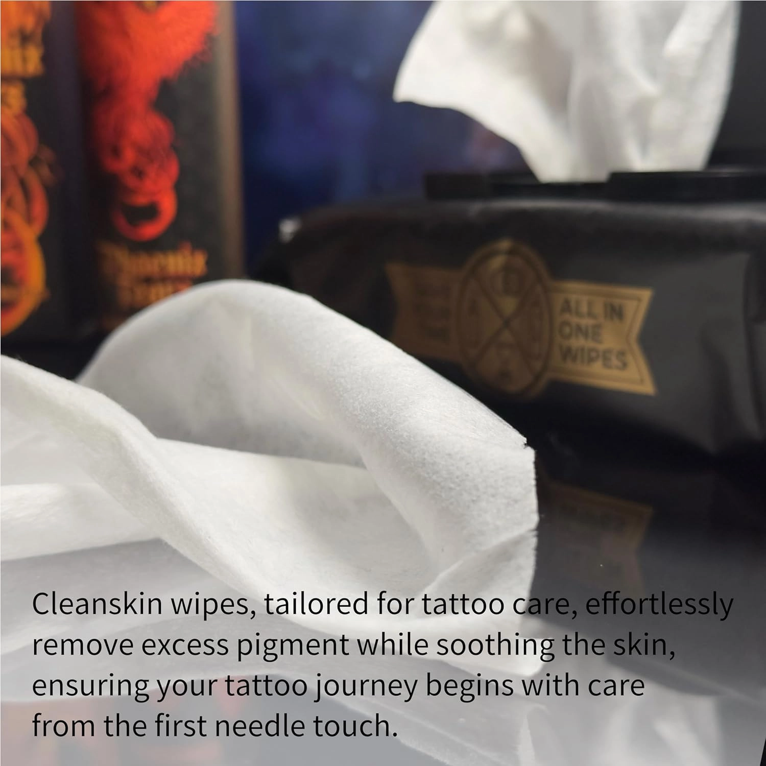 CleanSkin Cleansing Safe Green Soap Wipes for Tattooing and Phoenix Tears Tattoo Balm Tattoo Aftercare PMU & Piercings | 80 Count & 150 ml (Cleanskin   Phoenix Tears)