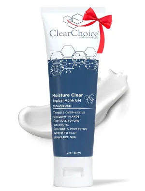 Clear Choice Moisture Clear Gel Moisturizer – 2% Salicylic Acid for Breakout Control, Lightweight Hydration, Antioxidant-Rich for Skin Protection, 2oz