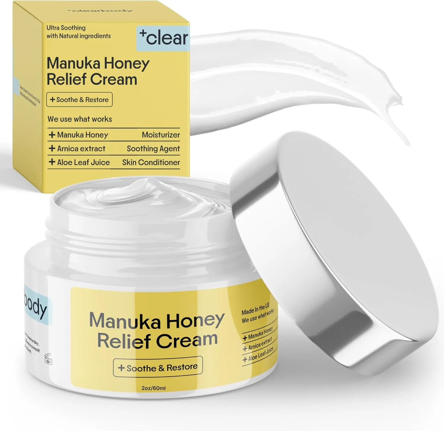 Clearbody Manuka Honey Eczema Cream – Organic Eczema Honey & Collodial Oatmeal Moisturizer for Soothing, eczema, Dry & Itchy Skin – Face & Body Lotion - Plant-Based Formula (2oz)