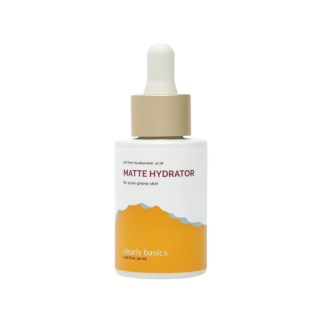 Clearly Basics Matte Hydrator, OIL CONTROL Serum, Hyaluronic acid moisturizer for Oily & Acne Prone Skin, Leaves Clean & Matte Finish, 30ml