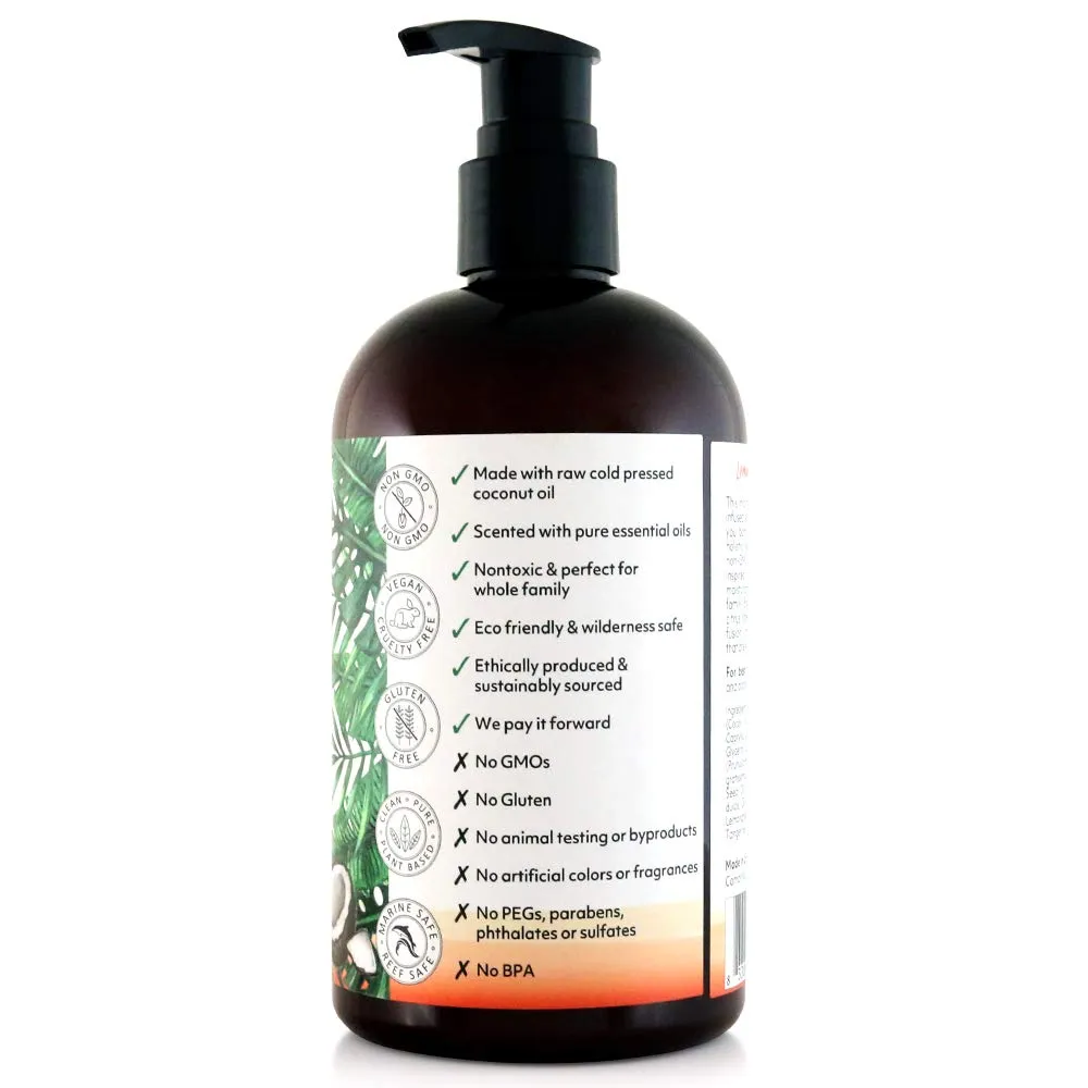 Coco Fiji Face & Body Lotion Infused With Coconut Oil | Lotion for Dry Skin | Moisturizer Face Cream & Massage Lotion for Women & Men | Lemongrass Tangerine 12 oz, Pack of 1