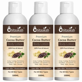 Cocoa Butter Body Lotion 100 ml – Daily Moisturizer for Dry Skin, Non-Greasy, Glowing Skin – Ideal for Men & Women (Pack Of 3)