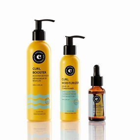 COCUNAT - Shiny Curls Plan - Moisturizer Leave In   Curl Booster   Argan Oil Serum - Curly Method - Curly Hair Gel - Moisturises, Detangles, Nourishes - Frizz Control - 250ml  150ml   30ml
