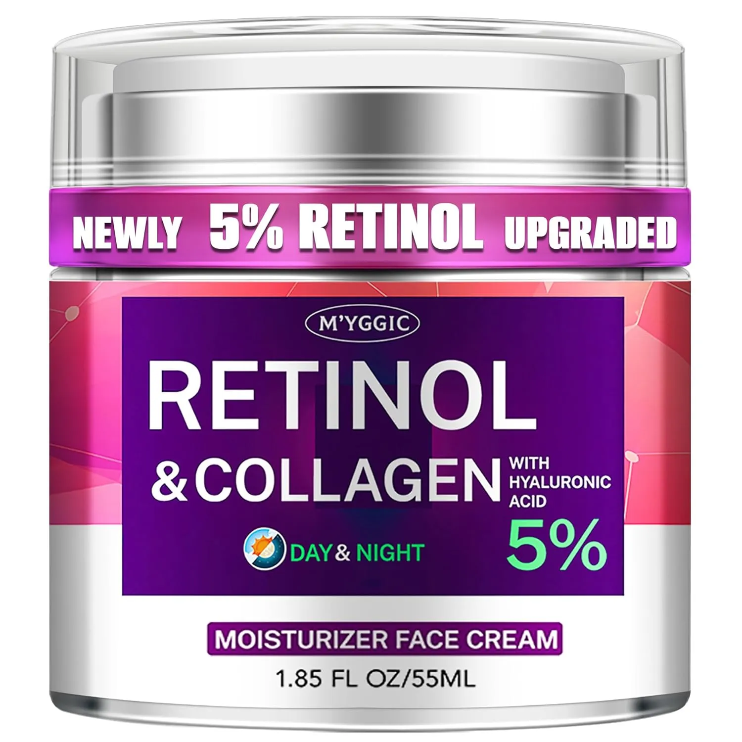 Collagen Moisturizer Retinol Face Cream with Hyaluronic Acid & Arbutin, Day & Night Anti Aging Facial Moisturizing Cream for Face and Neck to Reduce Wrinkles, Women and Men ，1.85 Fl Oz