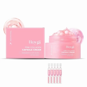 Collagen Capsule Cream, Pink Moisturizer Capsule Cream with Niacinamide for Facial Hydration and Uneven Skin Tone (Pink, 1)