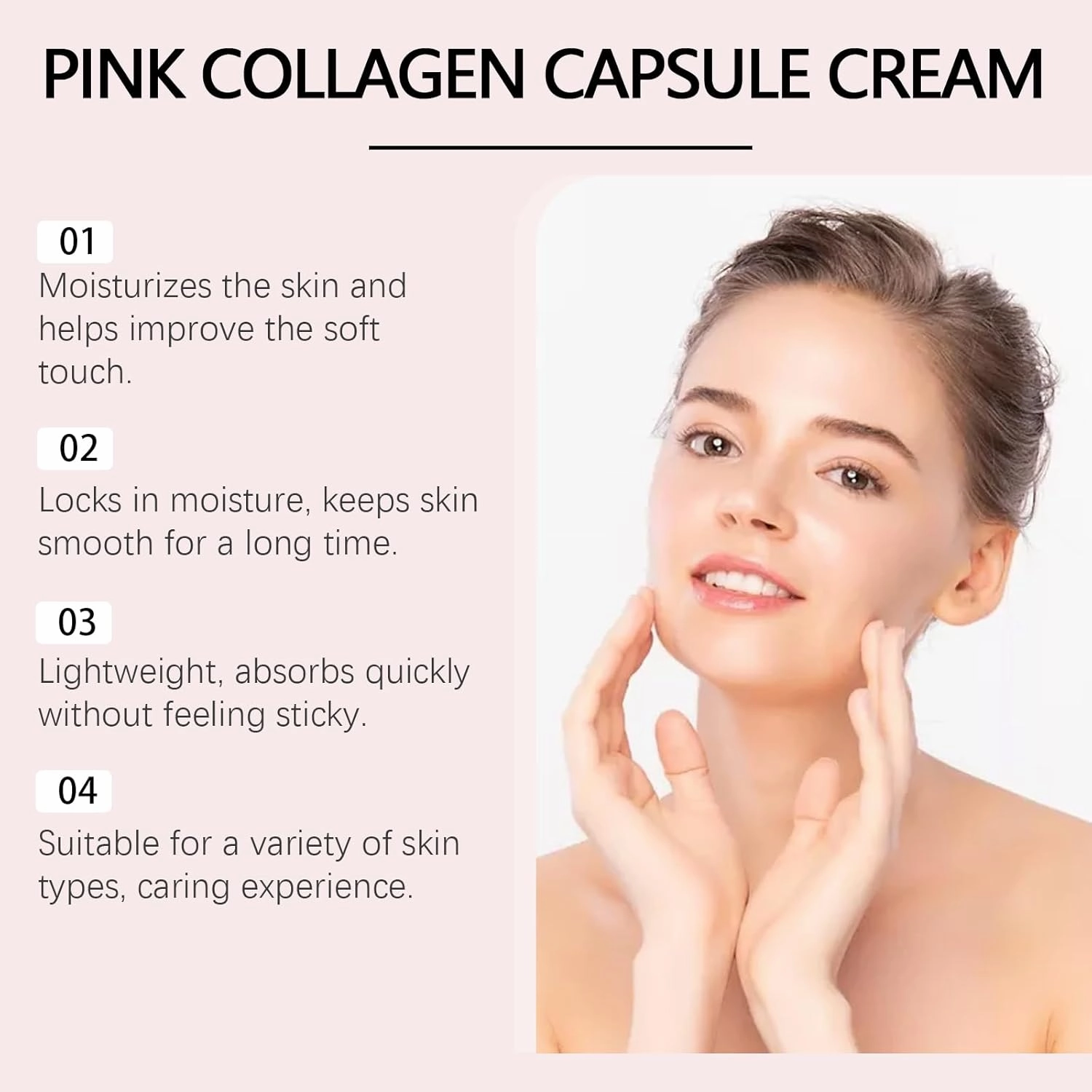 Collagen Capsule Cream, Pink Moisturizer Capsule Cream with Niacinamide for Facial Hydration and Uneven Skin Tone (Pink, 1)