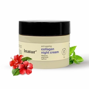 Collagen Night Cream for Anti-Aging, Hydration & Firmness with Saffron, Shea Butter & Almond Oil | Natural Skincare for Fine Lines & Wrinkles | Night Moisturizer for Glowing Skin | 50g