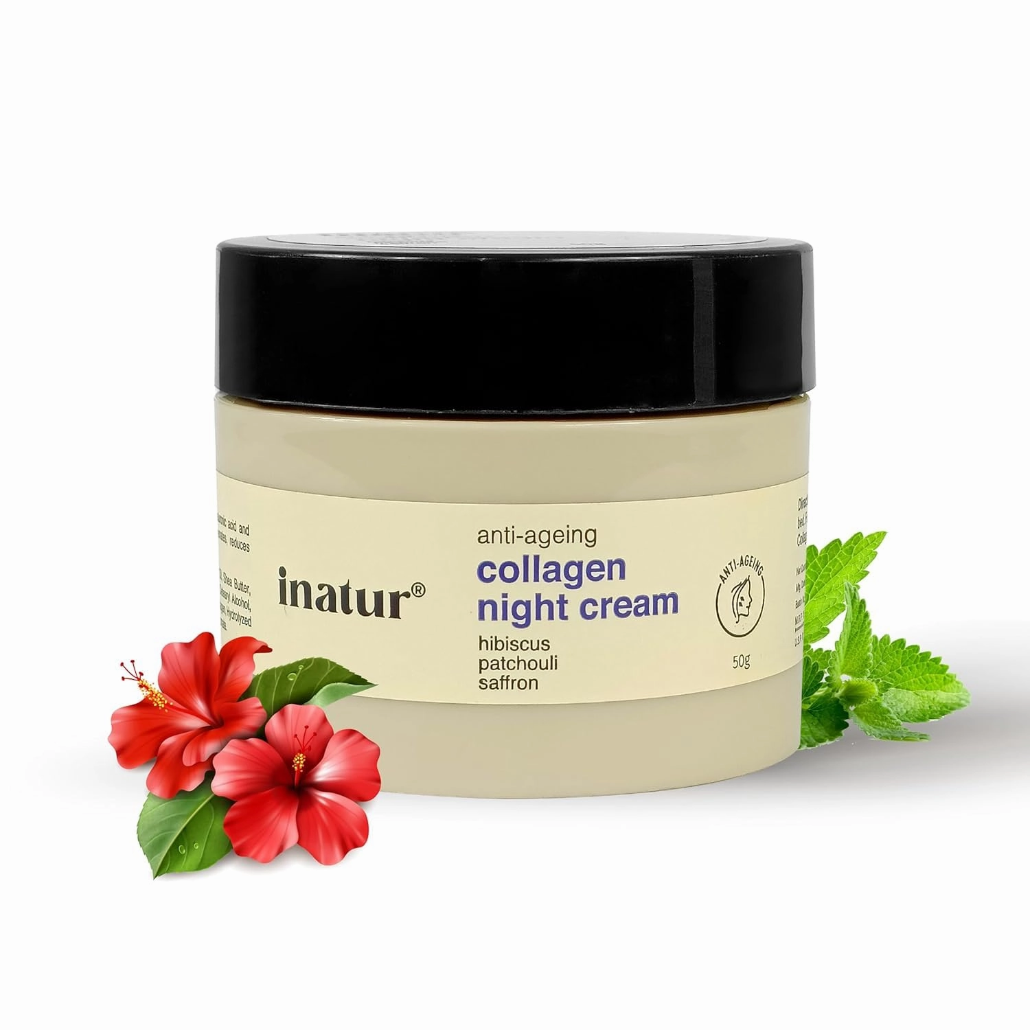 Collagen Night Cream for Anti-Aging, Hydration & Firmness with Saffron, Shea Butter & Almond Oil | Natural Skincare for Fine Lines & Wrinkles | Night Moisturizer for Glowing Skin | 50g