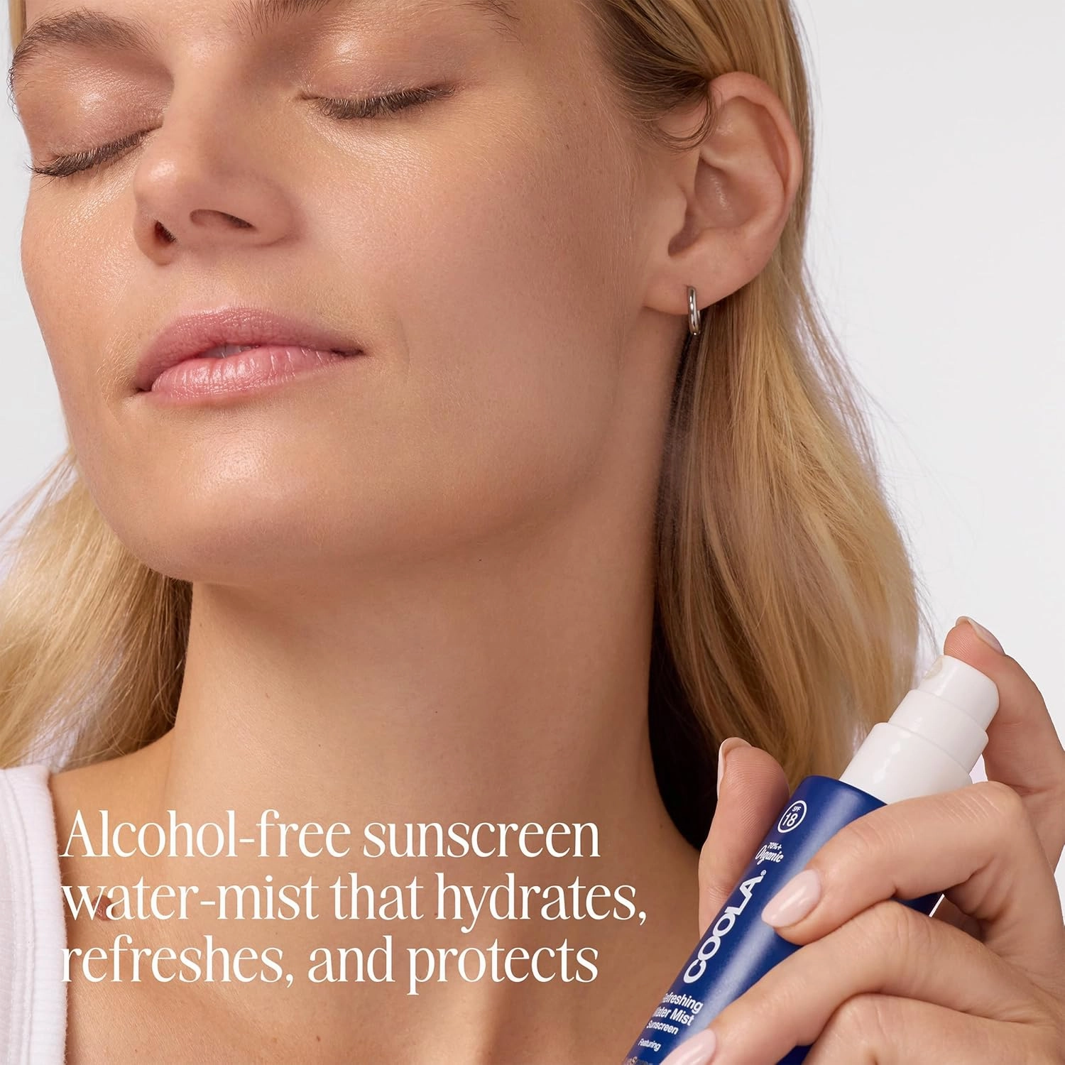 COOLA Organic Refreshing Water Mist Face Moisturizer With SPF 18, Dermatologist Tested Face Sunscreen With Plant-Derived BlueScreen Digital De-Stress Technology