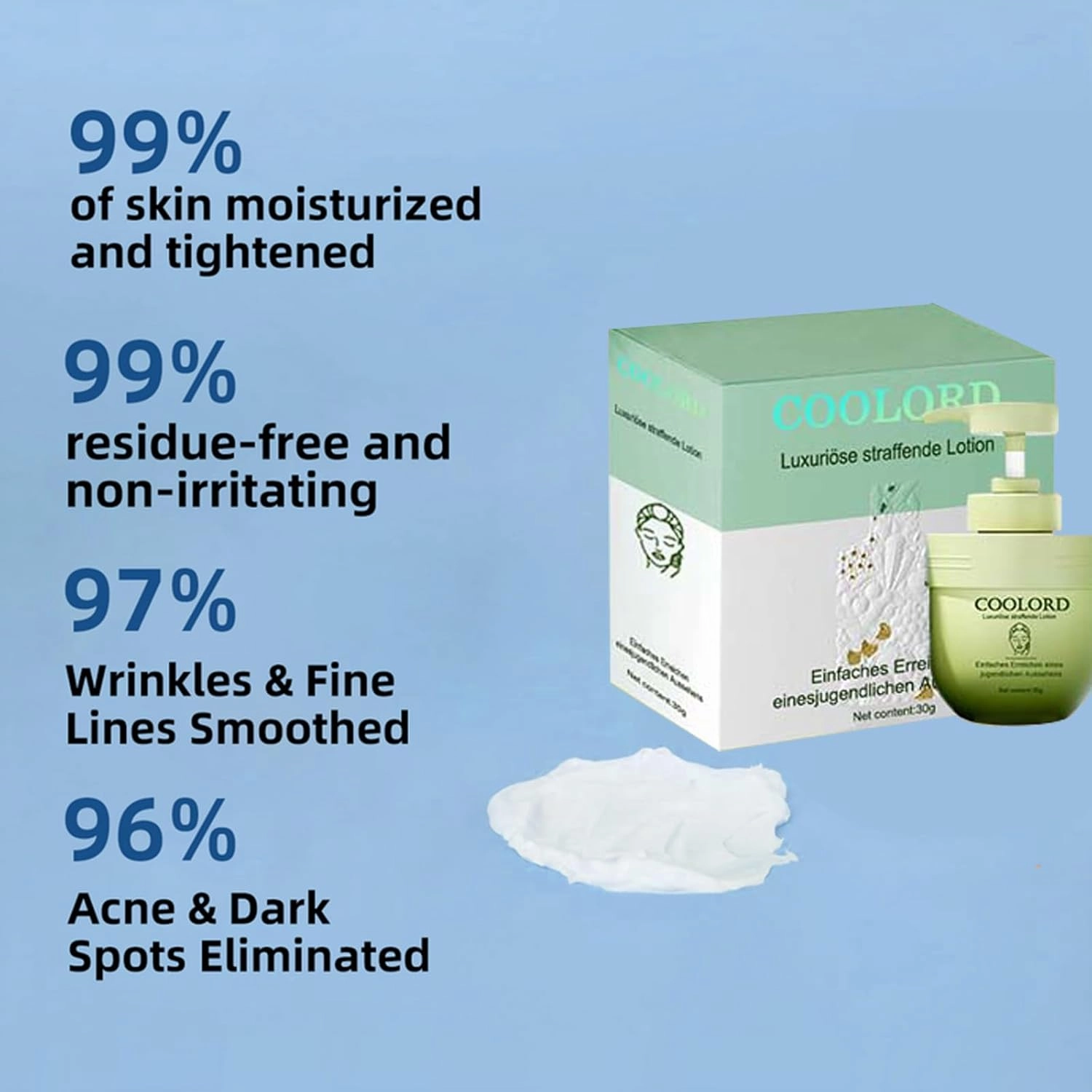 Coolord Luxury Collagen Firming Cream, Face Moisturizer Collagen Cream,Body Skin Tightening Moisturizer Cream with Collagen&Elastin, 24h Hydration & Glow Skin for All Skin Types (3Bottles, 30ml)