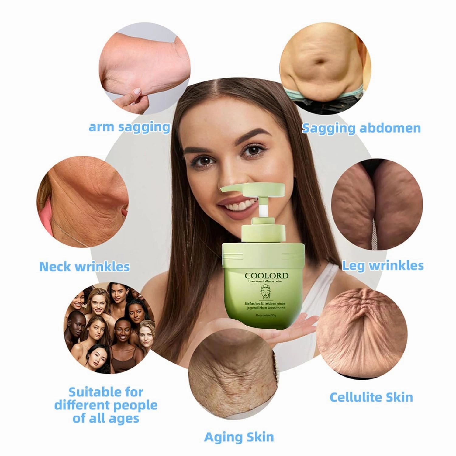 Coolord Luxury Collagen Firming Cream, Face Moisturizer Collagen Cream,Body Skin Tightening Moisturizer Cream with Collagen&Elastin, 24h Hydration & Glow Skin for All Skin Types (3Bottles, 30ml)