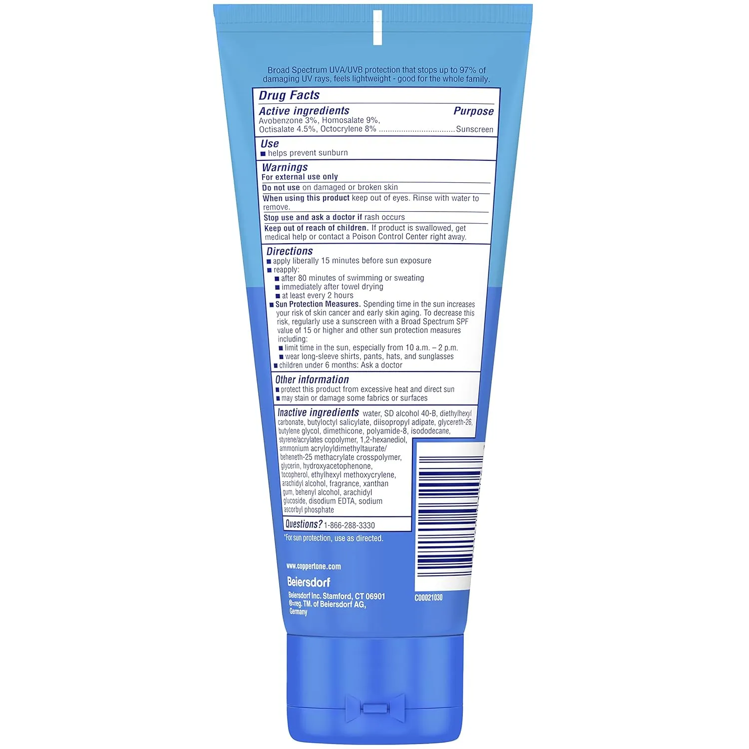 Coppertone Complete Sunscreen Lotion SPF 30, Face and Body Sunscreen, Lightweight, Water Resistant, 7 Fl Oz