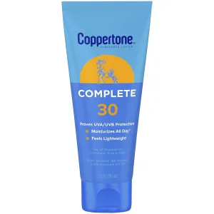 Coppertone Complete Sunscreen Lotion SPF 30, Face and Body Sunscreen, Lightweight, Water Resistant, 7 Fl Oz