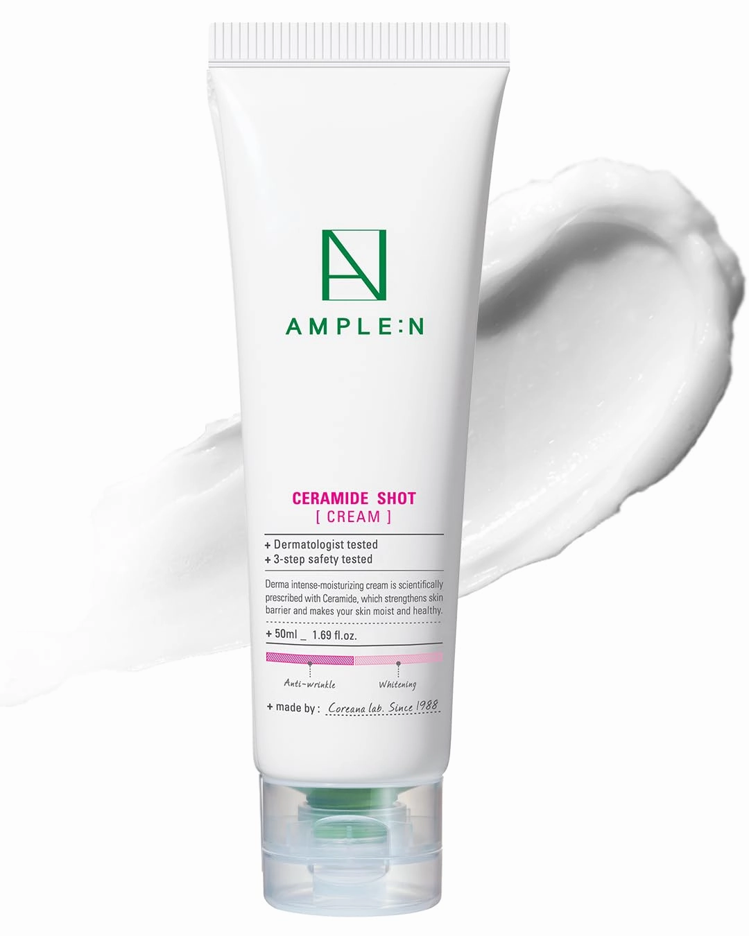 CORÉANA AMPLE:N Ceramide Shot Cream - Hydrating Moisturizer Unscented for Dry and Sensitive Skin – Strengthening Skin Barrier – Skin Repair Cream for Rough Skin,1.69 oz.