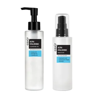 coxir ULTRA HYALURONIC CLEANSING OIL 5.07 fl.oz   HYALURONIC EMULSION 3.38 fl.oz | Hyaluronic Acid, Makeup Remover, Blackheads