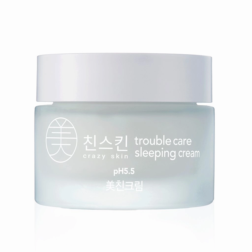 CRAZY SKIN Skin Repair Trouble Care Overnight Sleeping Face Mask 1.76oz | Overnight Facial Cream | Moisturizer for Acne-Prone Skin | Pore Minimizer Cream Mask with Eggplant Extract, Salicylic acid